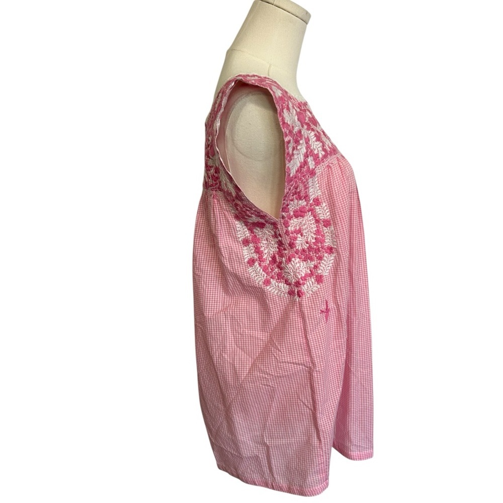 Mi Golondrina Embroidered Pink Top Women’s Small Floral Sleeveless Blouse - Picture 5 of 10